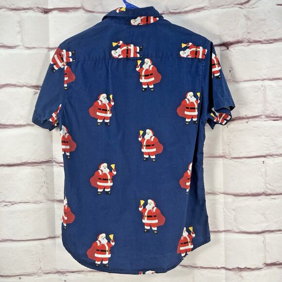 Denim & Flower Ricky Singh Santa Claus Button Up Short Sleeve Men’s-Medium Blue - Picture 2 of 13